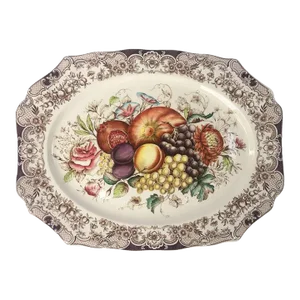 English Transferware Large Platter, Harvest Fruit Pattern by Johnson Brothers