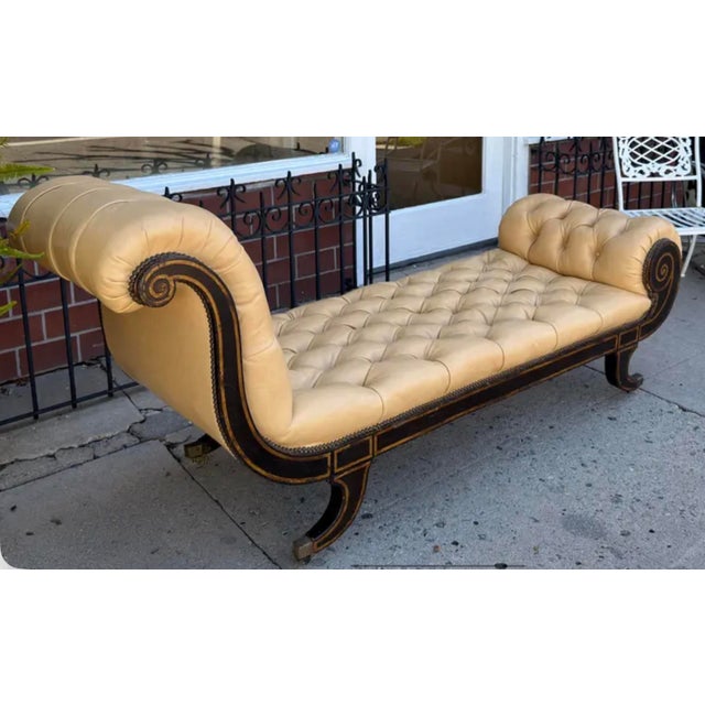 Antique Regency Period Tufted Leather Chaise Lounge c.1810 For Sale In Los Angeles - Image 6 of 12