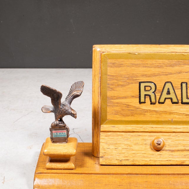 Mid 20th Century Vintage Postmaster Desk Sign c.1940 For Sale - Image 5 of 9