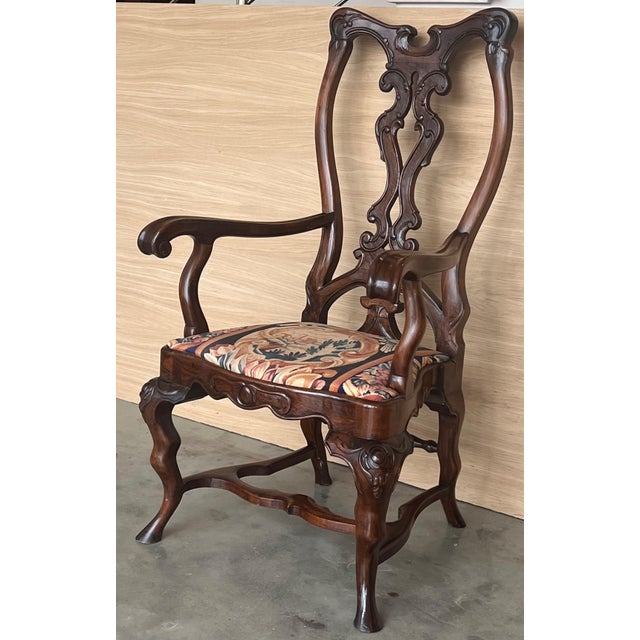 Pair of Gothic Chippendale Dining Armchairs in Solid Mahogany , 1890 For Sale - Image 18 of 18