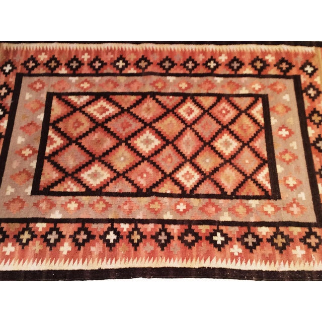 Vintage American Southwestern Kilim Rug, Handwoven Wool, Geometric Pattern, 3x5 For Sale - Image 4 of 13