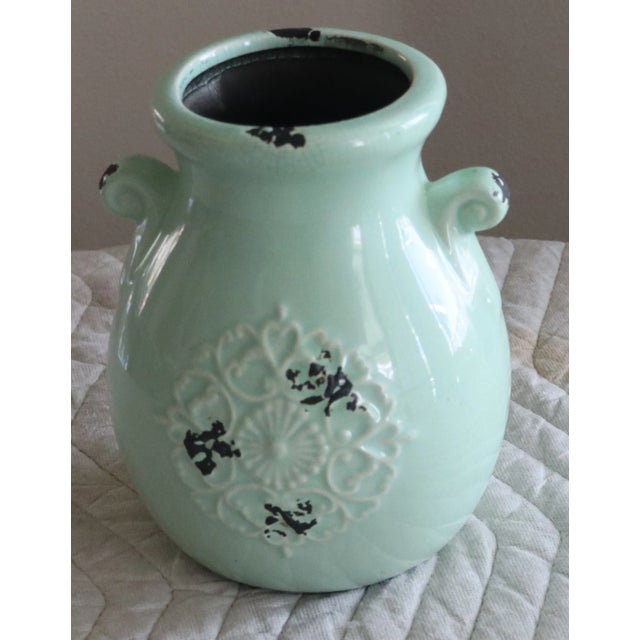 1970s Orejon Turquoise Table Vase For Sale - Image 4 of 6