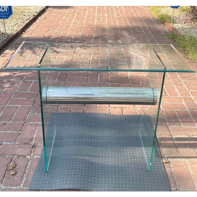 Contemporary Postmodern Pace Collection Chrome/Glass Console Table For Sale - Image 3 of 8