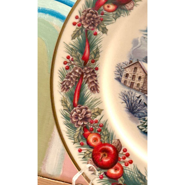 Metal Lenox Holiday Village Collector Plate For Sale - Image 7 of 11