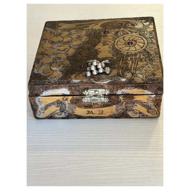 1900 - 1909 Antique Flemish Box/Sterling/Garnets For Sale - Image 5 of 10