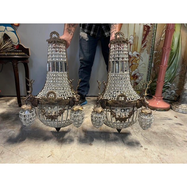 1990s 1990s Rustic Deer Head Bronze Sconces - a Pair For Sale - Image 5 of 9