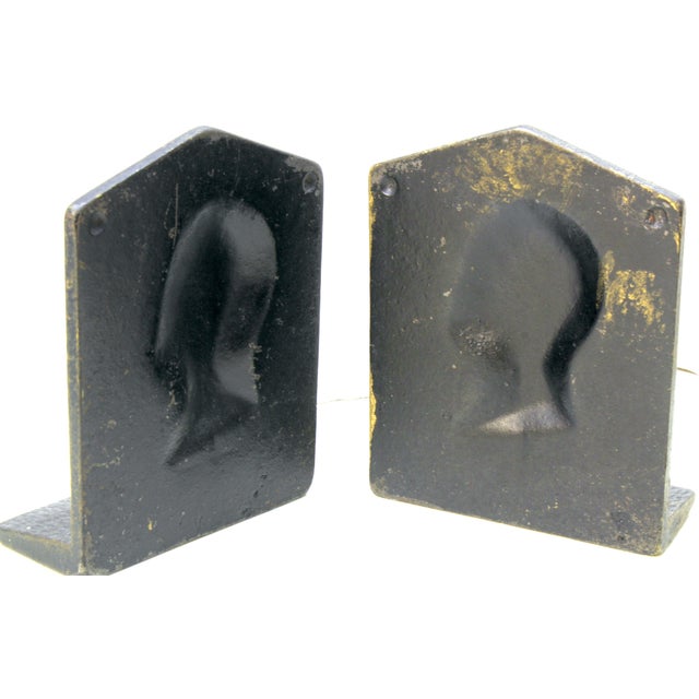 Brown 1920s Arts & Crafts Abraham Lincoln Bookends Antique Cast Iron - A Pair For Sale - Image 8 of 16