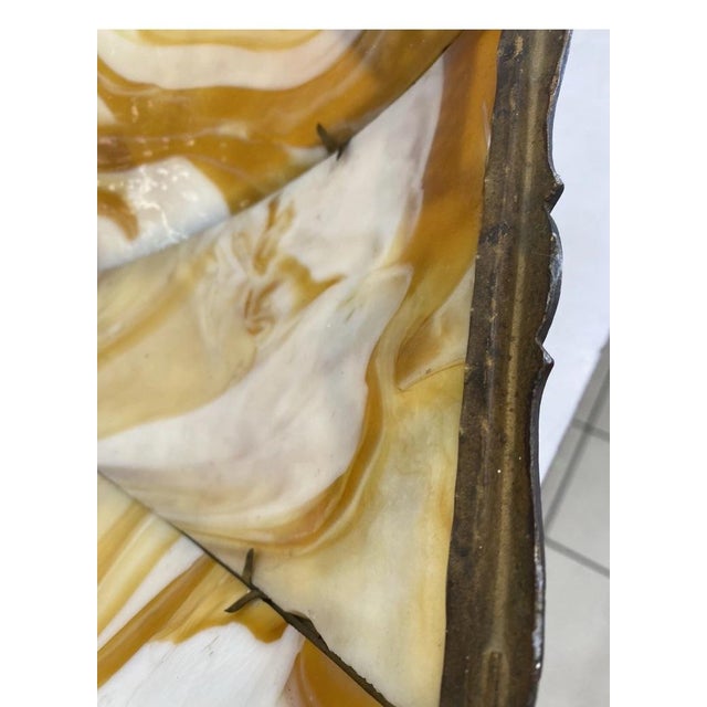 Brown Antique Art Nouveau 8-Panel Slag Glass Lamp Shade . Antique 8-Panel Slag Glass Lamp Shade - Art Nouveau / Arts & Crafts Style. For Sale - Image 8 of 12