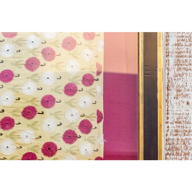 19th Century Antique Framed Silk Embroidered Wedding Shawl For Sale - Image 5 of 9