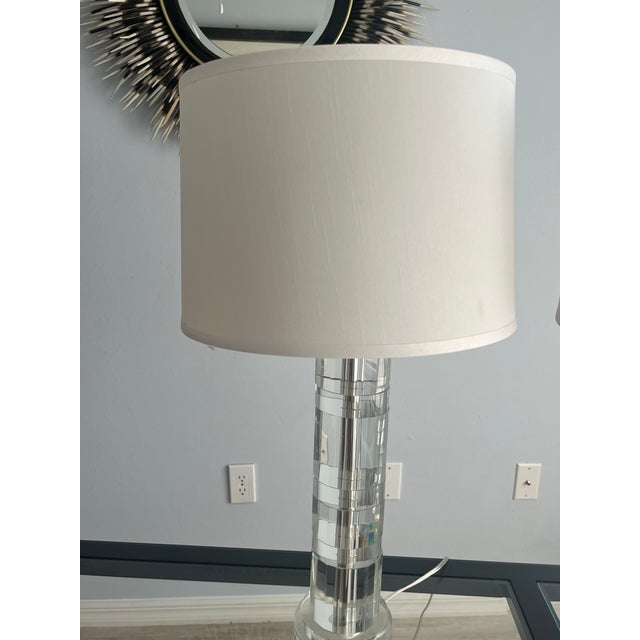 Pair Ralph Lauren Crystal Column Lamps For Sale - Image 12 of 16