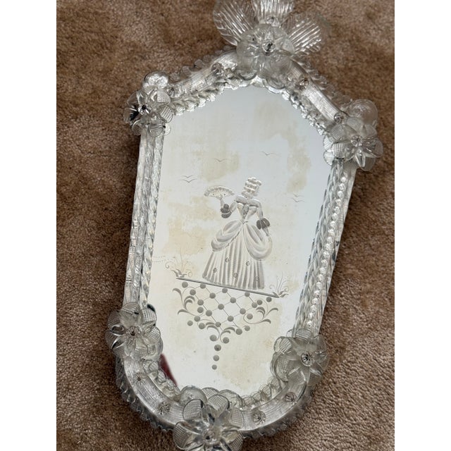 Venetian Mirrors in Murano Glass Deco and Candleholders, Italy, 1940s, Set of 2 For Sale - Image 9 of 14