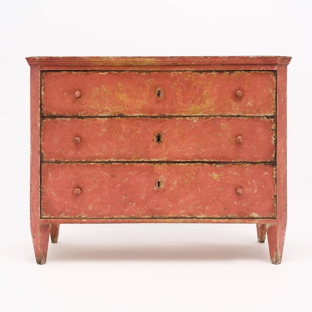 Italian Salmon Painted Italian Chests, Circa 1910 For Sale - Image 3 of 9