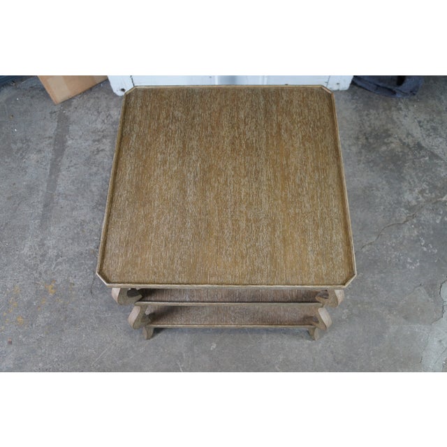 Wood 2 Woodbridge Furniture Vintage Tiered Oak Side Accent Tables Modern Pair For Sale - Image 7 of 11