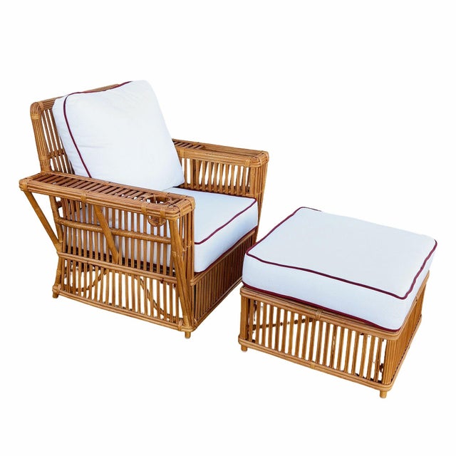 Deco Style "Presidents" Stick Reed Rattan Nantucket Sofa/Lounge Living Room Set For Sale - Image 12 of 15