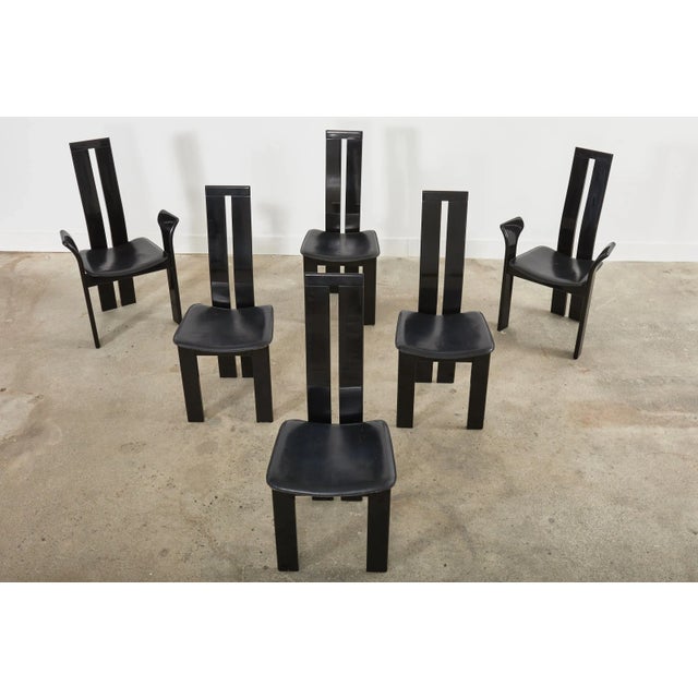 Postmodern Set of Six Pietro Costantini Post Modern Lacquered Dining Chairs For Sale - Image 3 of 13