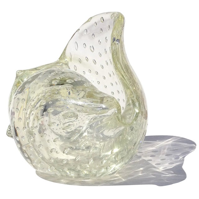 Murano Antique Murano Seguso Vetri d'Arte Poli Italian Art Deco Glass Conch Seashell Figure Sculpture For Sale - Image 4 of 11