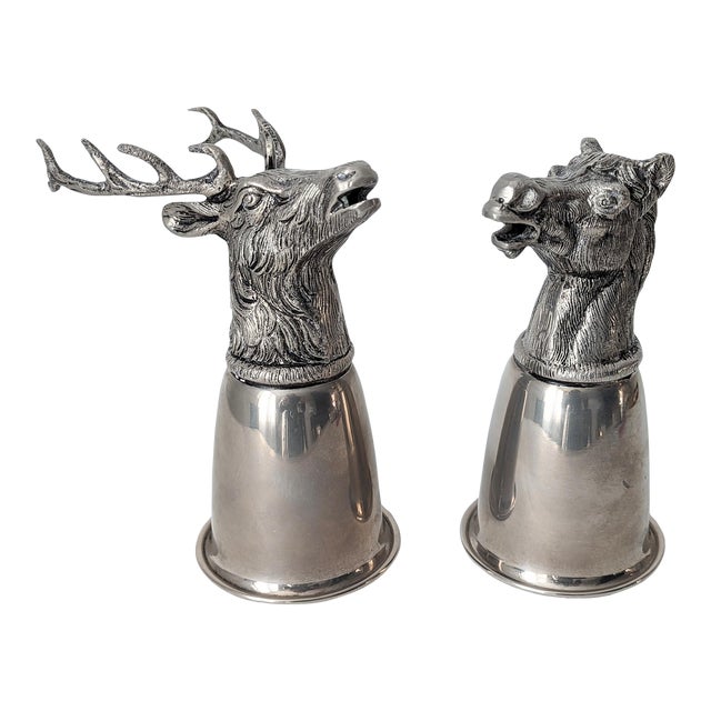 Vintage Gucci Italy Figural Animal Stirrup Cups - a Pair For Sale