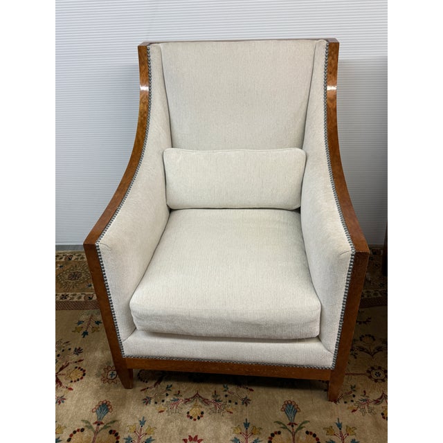 French Modernist Slope Arm Lounge Chairs, Pair For Sale - Image 4 of 12
