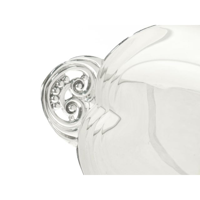 Tiffany & Co. Art Deco Tab Handled Sterling Silver Oval Footed Bowl For Sale - Image 4 of 10