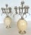 Great looking Pair Ostrich Eggs & Silver Plate Candelabras, Attributed to Anthony Redmile. This pair is for 5 candles...