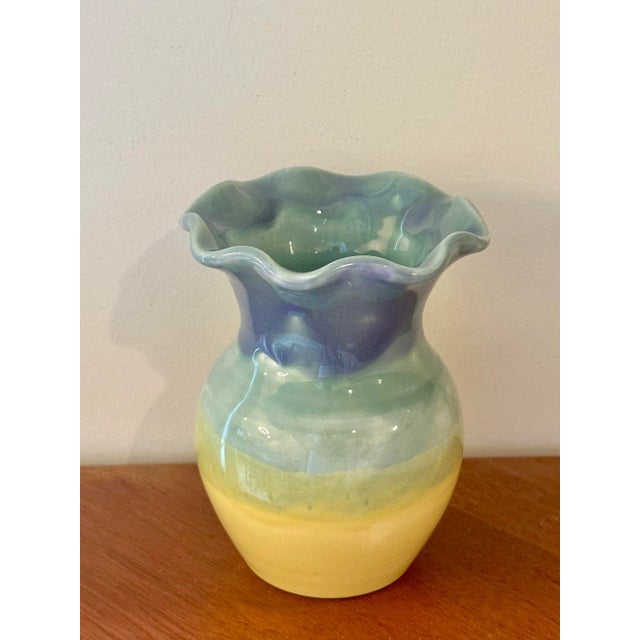 Ceramic Colorful Scalloped Vase For Sale - Image 7 of 8