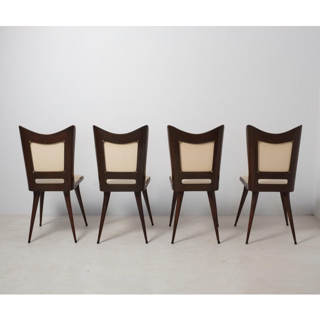 1950s Italian Dark Stained Exotic Wood Dining Chairs, 1950s, Set of 4 For Sale - Image 5 of 7