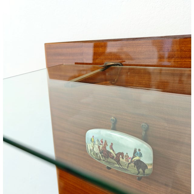 Wall-Mounted Coat Rack with Glass Shelf and Brass Accessories, 1960s For Sale - Image 4 of 13