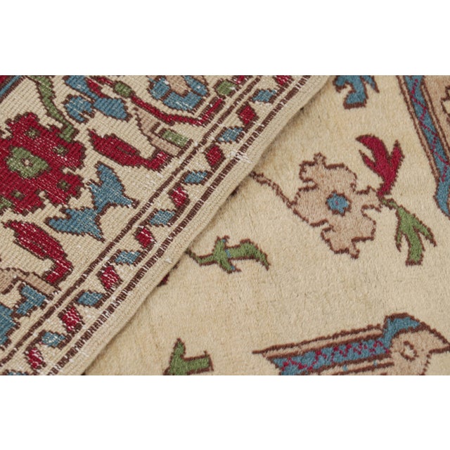 Beige Vintage Turkish Rug in Beige With Colorful Floral Patterns, From Rug & Kilim For Sale - Image 8 of 8