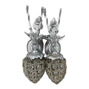 Late 20th French Louis XVI Silver Bronze Sconces/ Wall Lamps Pair