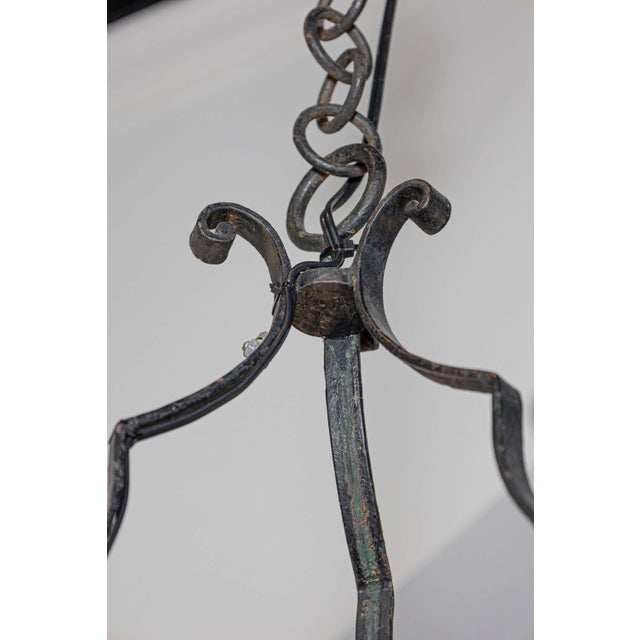 Black Mid 20th Century French Wrought Iron Chandeliers For Sale - Image 8 of 8