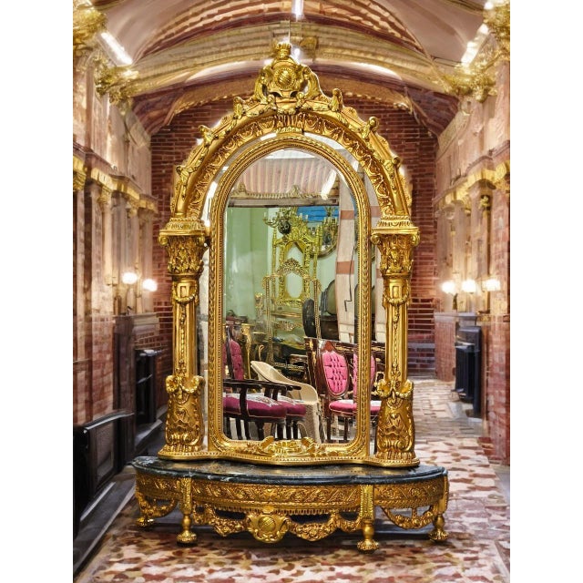 Rococo Vintage Baroque Style Console Mirror 82'' H For Sale - Image 3 of 8