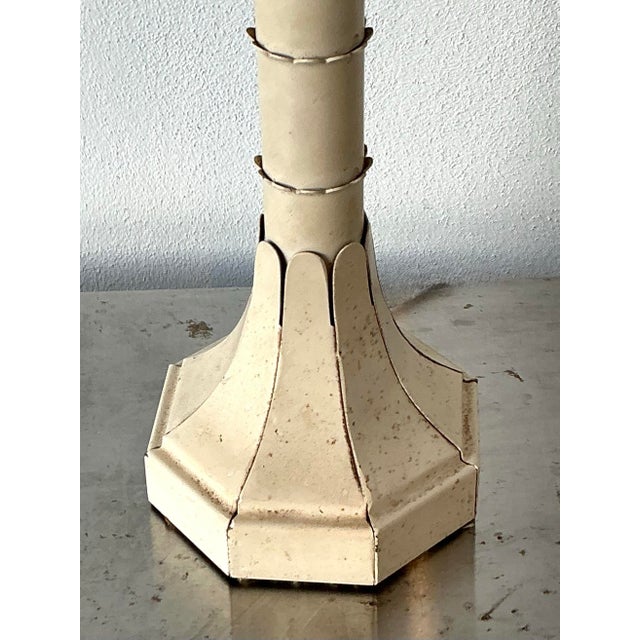 Vintage Punch Cut Metal Palm Lamp For Sale - Image 10 of 12