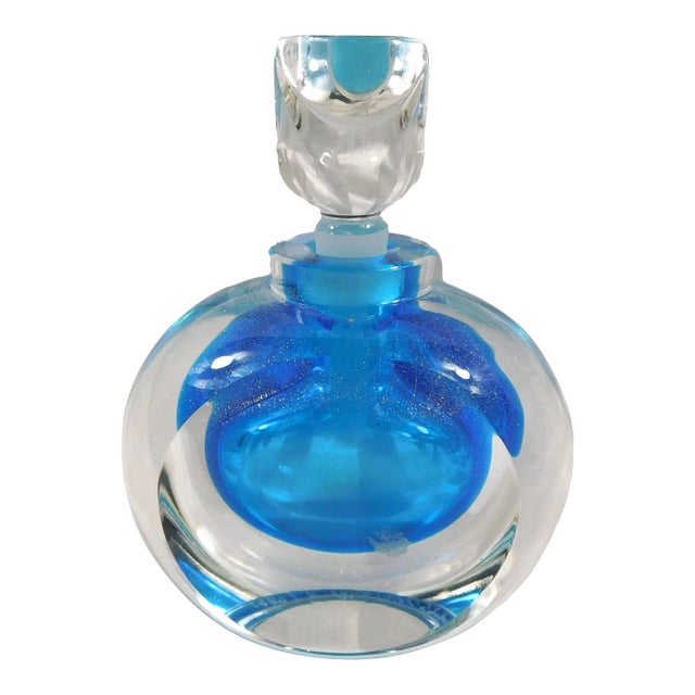 Steven Correia Turquoise Blue Art Glass Perfume Bottle # 26899 For Sale