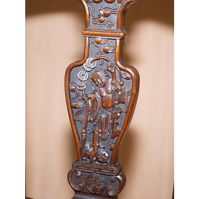 Set of Anglo Chinese Hand Carved Savonarola Armchairs, 1900s For Sale - Image 6 of 18