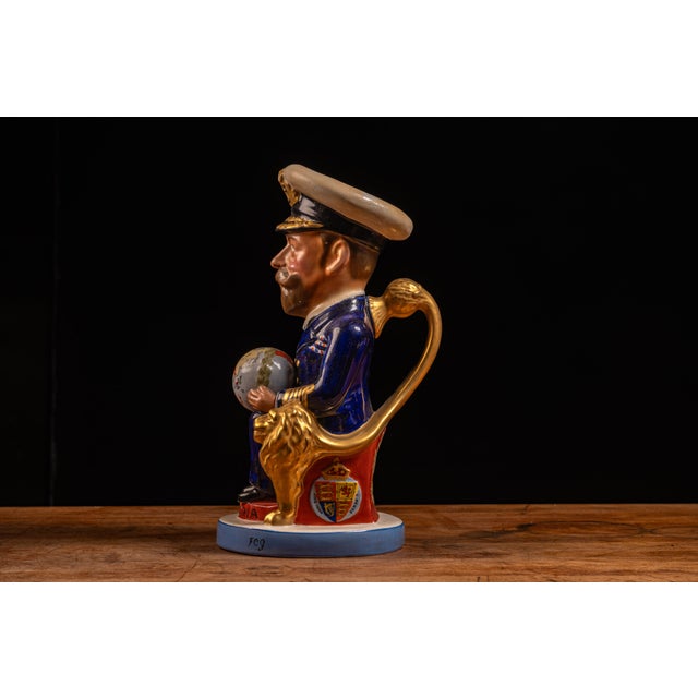 English Early 20th Century Staffordshire Pottery Toby Jug - King George V For Sale - Image 3 of 8