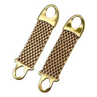 1970s Vintage Hollywood Regency Art Deco Cufflink Articulating Chain Tassels - A Pair For Sale