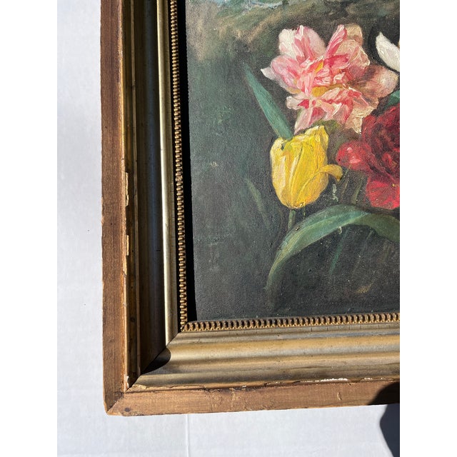Wood Original Antique Framed Floral Still Life Painting For Sale - Image 7 of 12