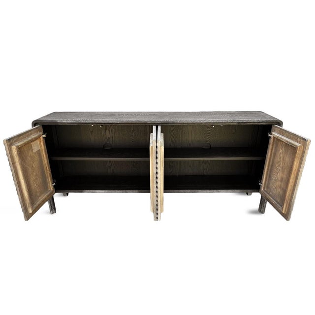 Gentry Two-Tone Elm Waterfall Sideboard For Sale - Image 4 of 8