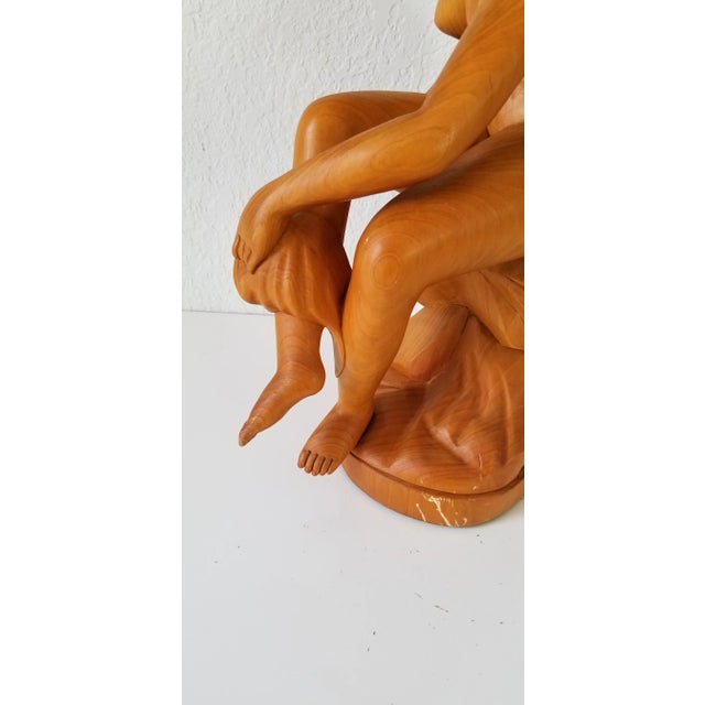 Mid-Century Modern French Style Carved Wood Nude Female Sculpture For Sale - Image 3 of 11