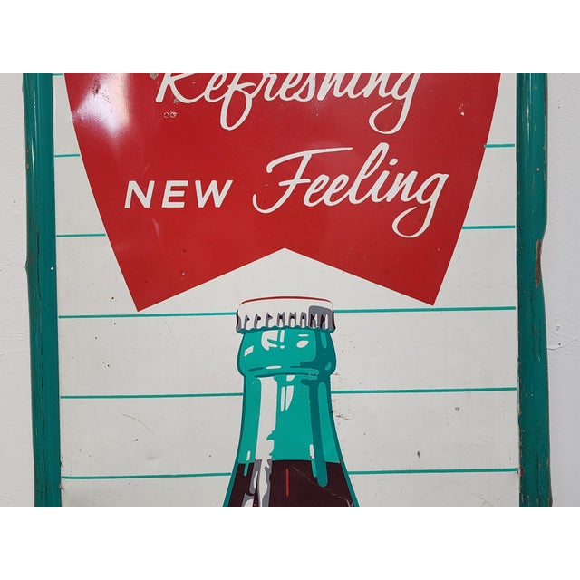 1950s Original, Vintage 1950's Drink Coke Coca Cola, Enjoy That Refreshing New Feeling Metal Sign For Sale - Image 5 of 11
