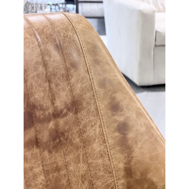 Acme Hamilton Industrial Coffee Leather Channel-Stitched Swivel Task Chair For Sale - Image 4 of 10
