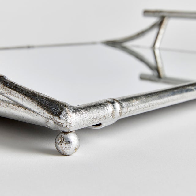 Chinoiserie Daphne Mirrored Tray With Handles For Sale - Image 3 of 5