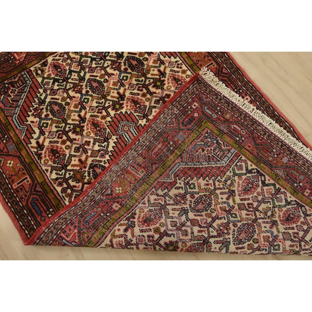 Hamedan Rug 2’8” X 4’1” Ivory Wool Vintage Tribal Hand-Knotted Carpet For Sale - Image 9 of 10