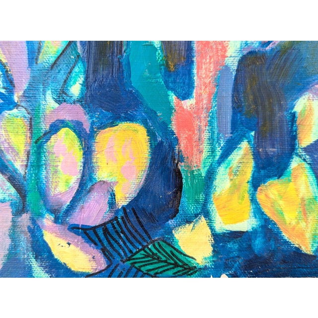 David Adickes "Crescent and Cactus" Modern Abstract Colorful Desert Night Landscape Painting, 1980's For Sale - Image 10 of 10