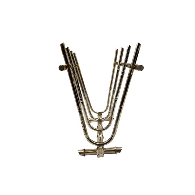 Hollywood regency magazine rack GM Montagnani, Italy 1970s bamboo shaped brass H 37 cm - 50 × 22 cm Conditions: excellent...