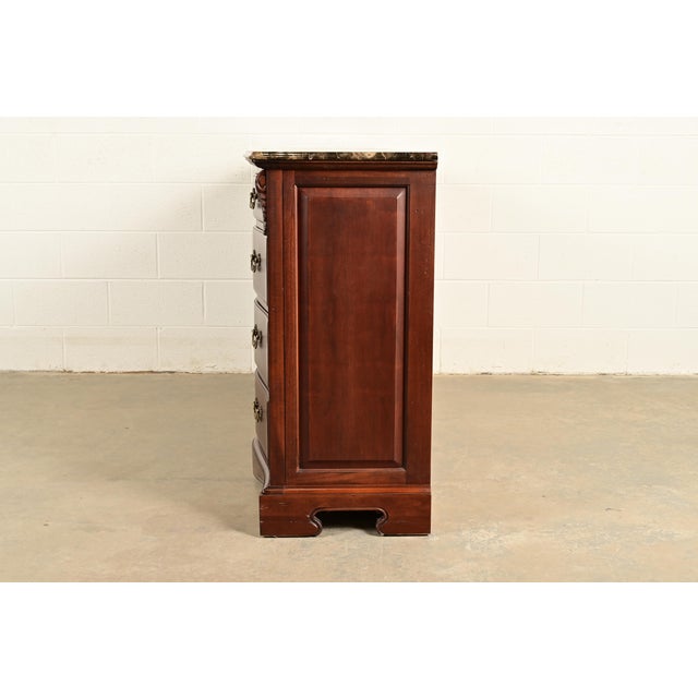 Thomasville French Louis Philippe Carved Mahogany Marble Top Triple Dresser or Credenza For Sale - Image 12 of 14