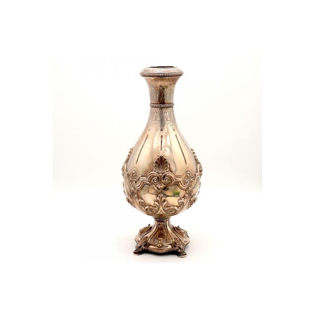 Metal Silver Vase with Shell Reliefs For Sale - Image 7 of 7