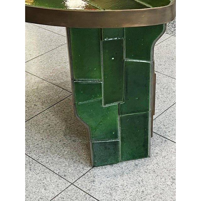 Italian Raku Ceramic & Bronze Sculptural Side Table For Sale - Image 12 of 12