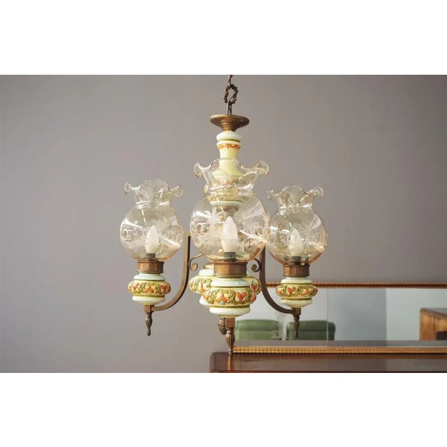 Bassano Ceramic Suspension Chandelier, 1950s For Sale - Image 9 of 9