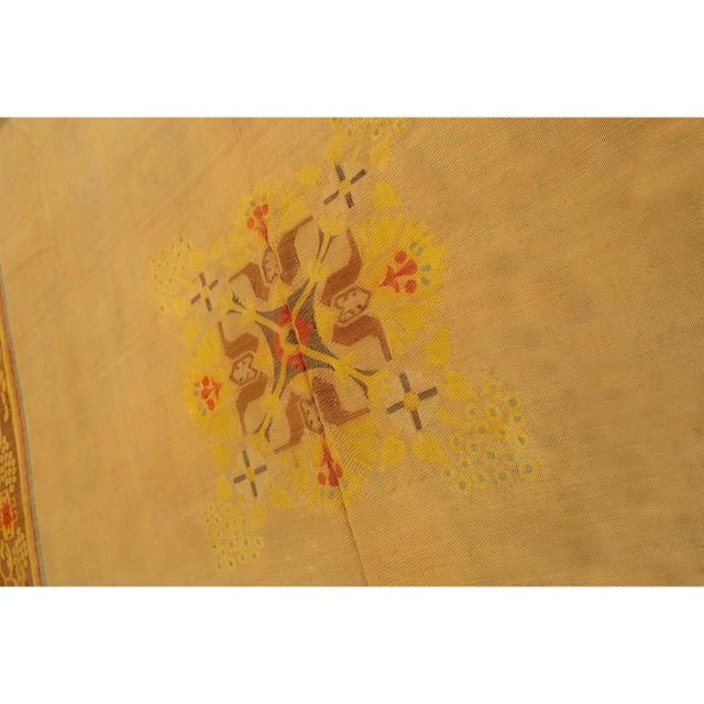 Gold 1840s Antique Gold European Aubusson Flatweave Wool Square Rug For Sale - Image 8 of 9